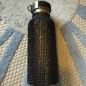 Black Rhinestone Embellished Water Bottle